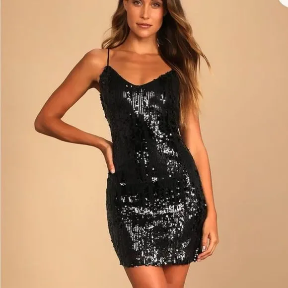 Lulu’s Black Sequin Dress BodyCon Mini Sexy Low Cut V Neck Cocktail Party  dress Lulus | Dresses | Lulus Black Sequin Dress Bodycon Mini Sexy Low Cut V Neck Cocktail  Party Dress | Poshmark